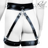 Черный кожаный пояс с гартерами - S-M, черный