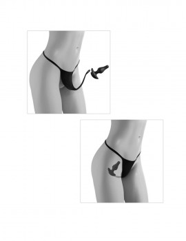 Черные трусики Remote Bowtie Bikini XL-Xxl с вибрацией и анальным стимулятором, черный
