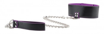 Чёрно-фиолетовый двусторонний ошейник с поводком Reversible Collar with Leash