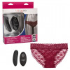 Кружевные трусики с клиторальным вибратором Remote Control Panty Set S/M, малиновый с чёрным