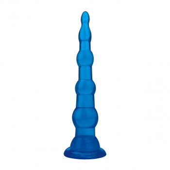 Голубая анальная елочка на присоске Anal Beads With Suction Base - 17,1 см.