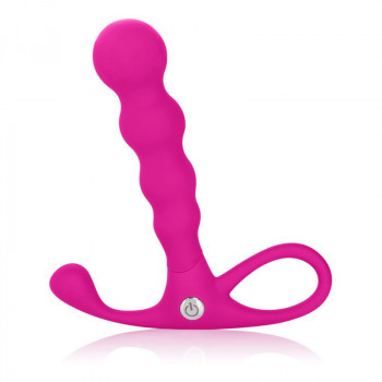 Розовый анальный вибромассажер Embrace Beaded Probes - 9,5 см.