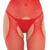 Комбинезон-сетка со стразами Sparkle Fishnet Crotchless Bodystocking, красный