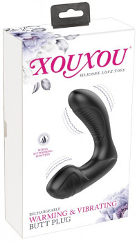 Черная анальная втулка с вибрацией и функцией нагрева Warming & Vibrating Butt Plug