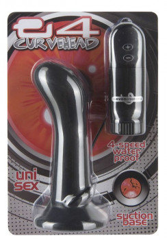 Черная анальная пробка с 4 режимами вибрации E4 Curve Head - 11 см.