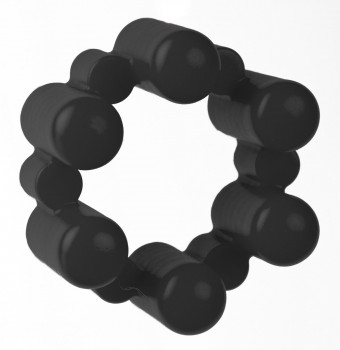 Чёрное эрекционное кольцо с вибрацией Sixshot