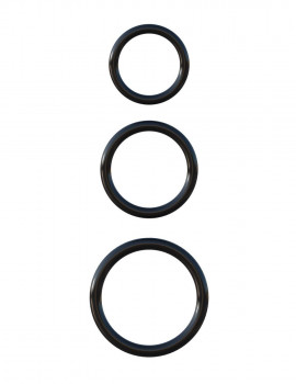 Набор из трех черных эрекционных колец Silicone 3-Ring Stamina Set
