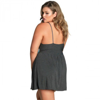 Ночная рубашка с кружевной вставкой Jersey & Lace Slipdress, серый с голубым