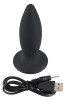 Чёрная перезаряжаемая анальная пробка Black Velvets Recharge Plug S - 11 см.