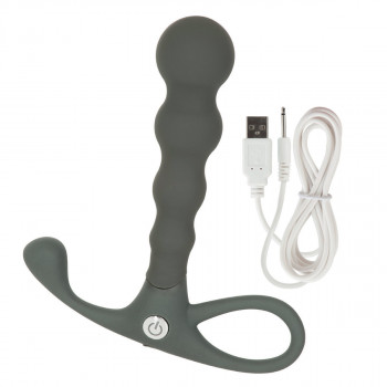 Серый анальный вибромассажер Embrace Beaded Probe Grey