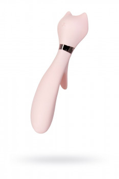Нежно-розовый вибратор с клиторальным стимулятором Sinjoys Cat Vivi - 21,7 см.