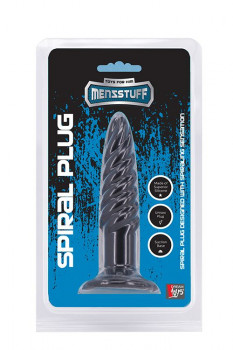 Анальная пробка со спиралевидным рельефом Menzstuff Spiral Plug Black - 11,5 см.