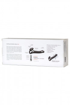 Черный безремневой вибрострапон Vibrating Bendable Strap-On - size L
