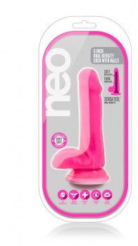 Розовый реалистичный фаллоимитатор на присоске Neo 6Inch Dual Density Cock - 15,2 см.