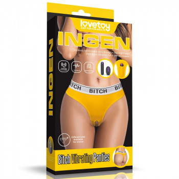 Сексуальные трусики с вибропулей Bitch Vibrating Panties - Size S, желтый
