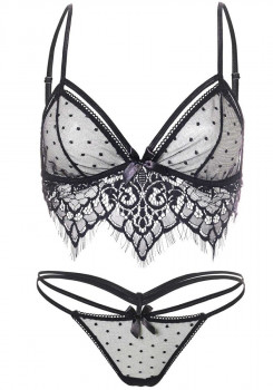Комплект с лифом и стрингами Bra Top, Chantilly Lace String, черный