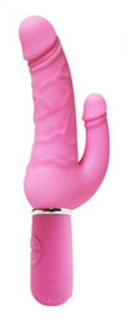 Розовый вибратор Levina Double Penis - 21,5 см.