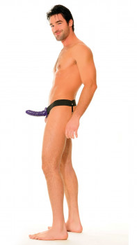 Фиолетовый фаллопротез Hollow Strap-On - 16 см.