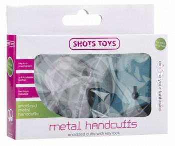Голубые металлические наручники Shots Toys Blue