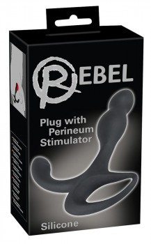 Черный силиконовый стимулятор простаты Plug with Perineum Stimulator