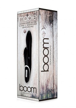 Черный вибромассажер со стимуляцией клитора Maple - 23 см.