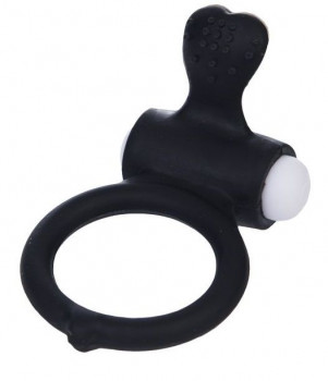 Чёрное виброкольцо для пениса Power Heart Clit Cockring