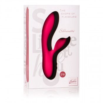Красный вибромассажер с лепестком для стимуляции клитора Silhouette S19