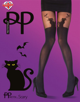 Колготки с имитацией чулок Halloween Cat Tights, черный