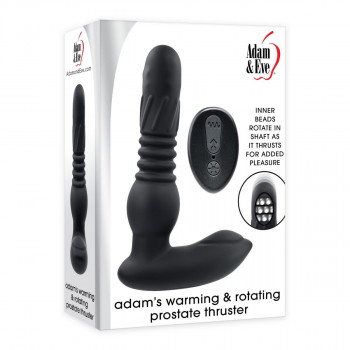 Черный массажер простаты Adams Warming & Rotating Prostate Thruster - 15,3 см.