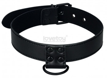 Черный ошейник Bondage Fetish Black Matt Collar With Leash с цепочкой-поводком