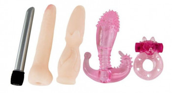 Вибронабор Sex Collection: эрекционное кольцо, вибратор и 3 насадки