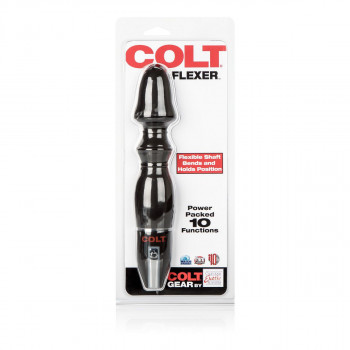 Чёрный рельефный вибромассажер Colt Flexer - 17 см.