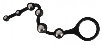 Анальная цепочка с ручкой-кольцом Bendable Silicone Beads - 25 см.