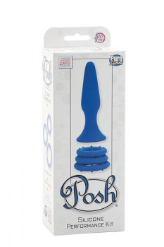 Синий набор Posh Silicone Performance Kits: анальная пробка и 3 эрекционных кольца