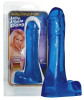 Синий фаллоимитатор с широким основанием-мошонкой Jelly Jiggle Dong - 15,2 см.