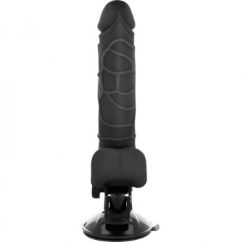 Черный вибратор на мощной присоске Basecock Realistic Vibrator - 18,5 см.