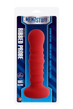 Красная рельефная пробка Menzstuff Ribbed Probe - 21 см.