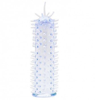 Голбуая насадка с шипами и усиками Sensasoft Sleeve Blue - 16,5 см.