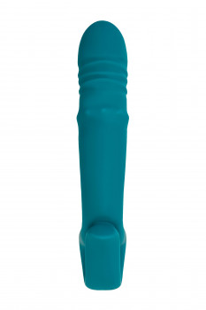 Зеленый вибратор с функцией Up&Down и стимулирующим кольцом Mija - 19 см.