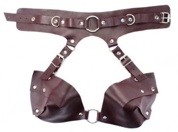 Бордовая сбруя из ошейника с лифом Maroon Harness, бордовый
