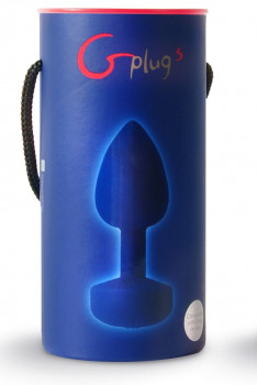 Маленькая синяя анальная пробка с вибрацией Fun Toys Gplug - 8 см.
