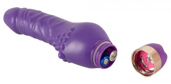 Фиолетовый вибратор Minivibrator с шипиками - 16 см.