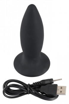Чёрная перезаряжаемая анальная пробка Black Velvets Recharge Plug S - 11 см.