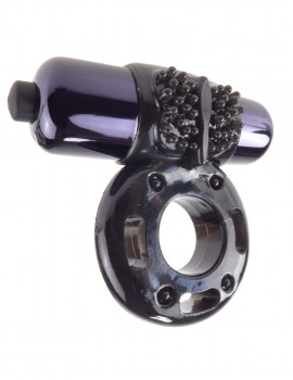 Чёрное эрекционное кольцо Vibrating Super Ring