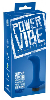 Синий вибромассажер простаты Power Vibe Backy - 12,8 см.