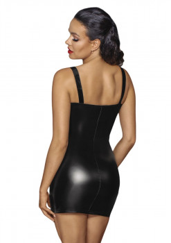 Мини-платье с кружевным лифом и двусторонней молнией Powerwetlook mini-dress with lace chest and 2-way zipper, черный