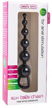 Чёрная анальная цепочка Six Balls Chain - 18,5 см.