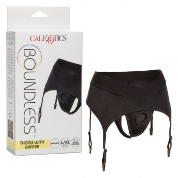 Пояс-трусики для фиксации насадок Boundless Thong with Garter L/XL, черный